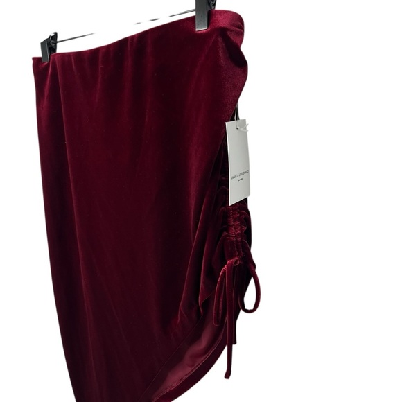 Amanda Uprichard Aviette Skirt Size Medium Red Velvet Asymmetrical Midi Skirt - Picture 5 of 9